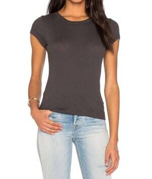 NEW ENZA COSTA texture rib cap sleeve crew tee in iron